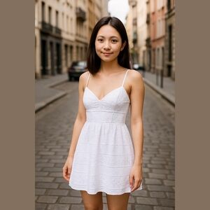 Three Hearts White Eyelet Dress